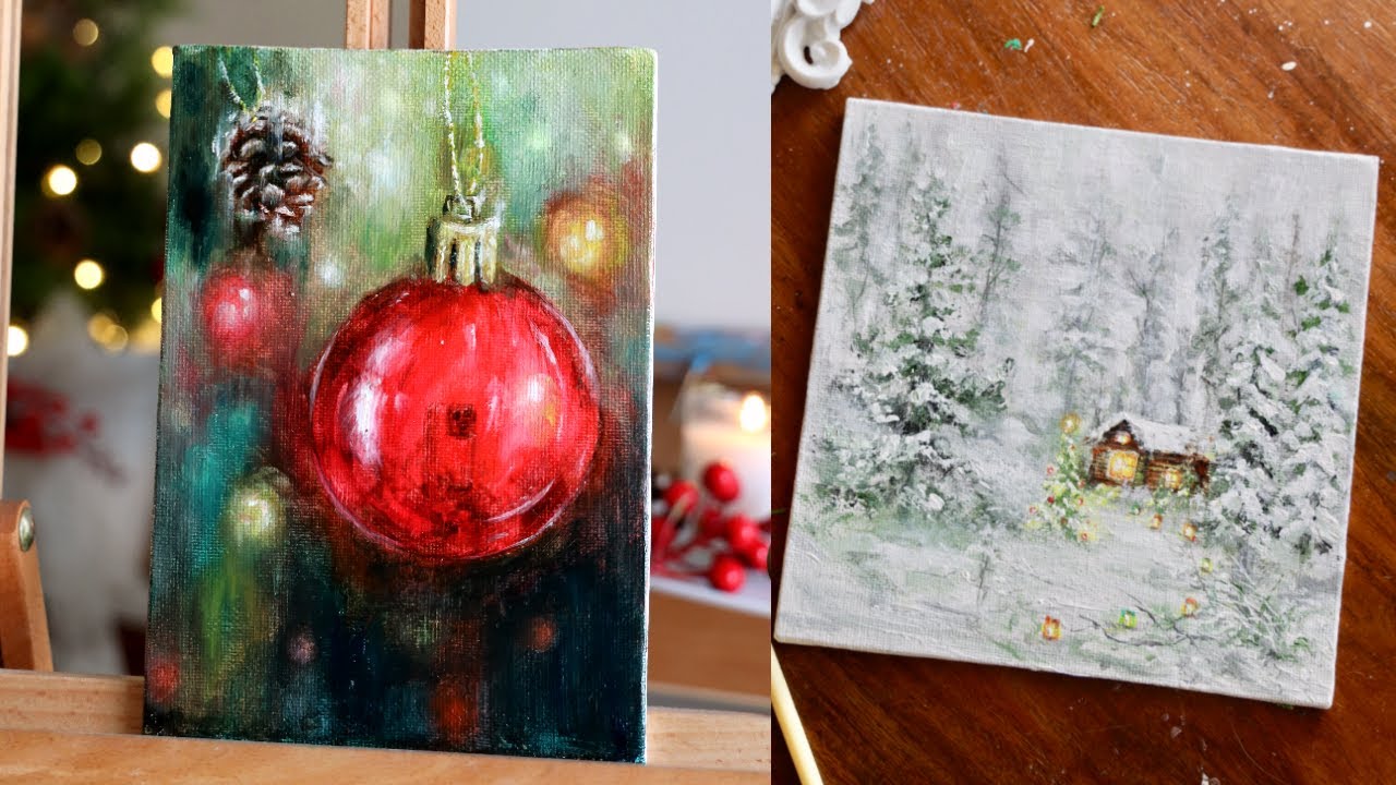 Easy Christmas Painting Ideas / Holiday Paintings✨🍭🎄