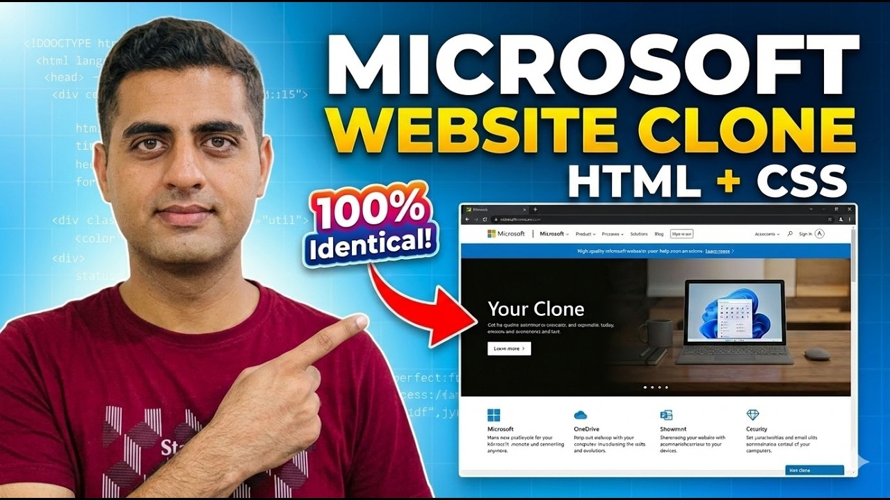 Build Microsoft Website Clone | HTML & CSS Full Project for Beginners ...