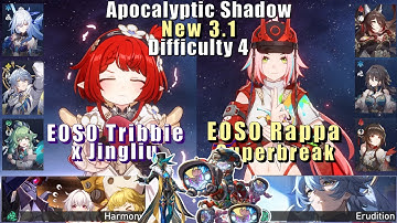 New Apocalyptic Shadow 4 | 3.1 | E0S0 Tribbie Jingliu & E0S0 Rappa Superbreak | 3 Stars | Star Rail