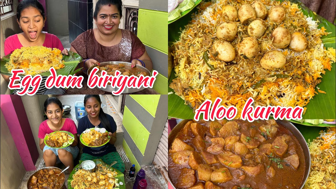 EGG DUM BIRIYANI ALOO KURMA || Cherry sathakshi
