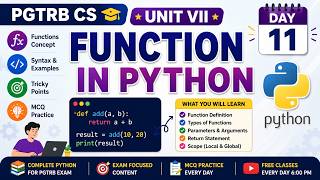 PGTRB CS Unit VII | Functions in Python Explained | Day 11 | Complete Function Concept