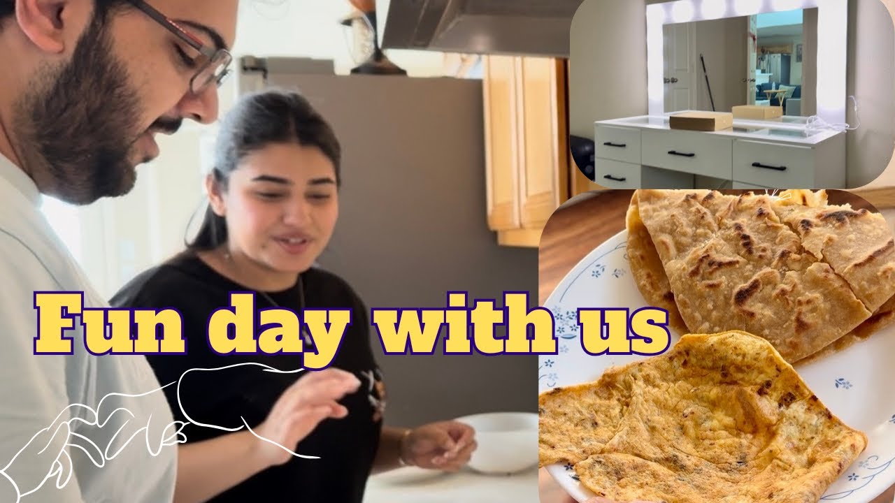 Fun day with husband 👫 Desi breakfast | assembling new vanity✨💯💖