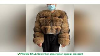 BEIZIRU Women's Short Real Raccoon Fur Coat Winter Long Sleeve Hooded Natural Luxury Thick Jacket fo