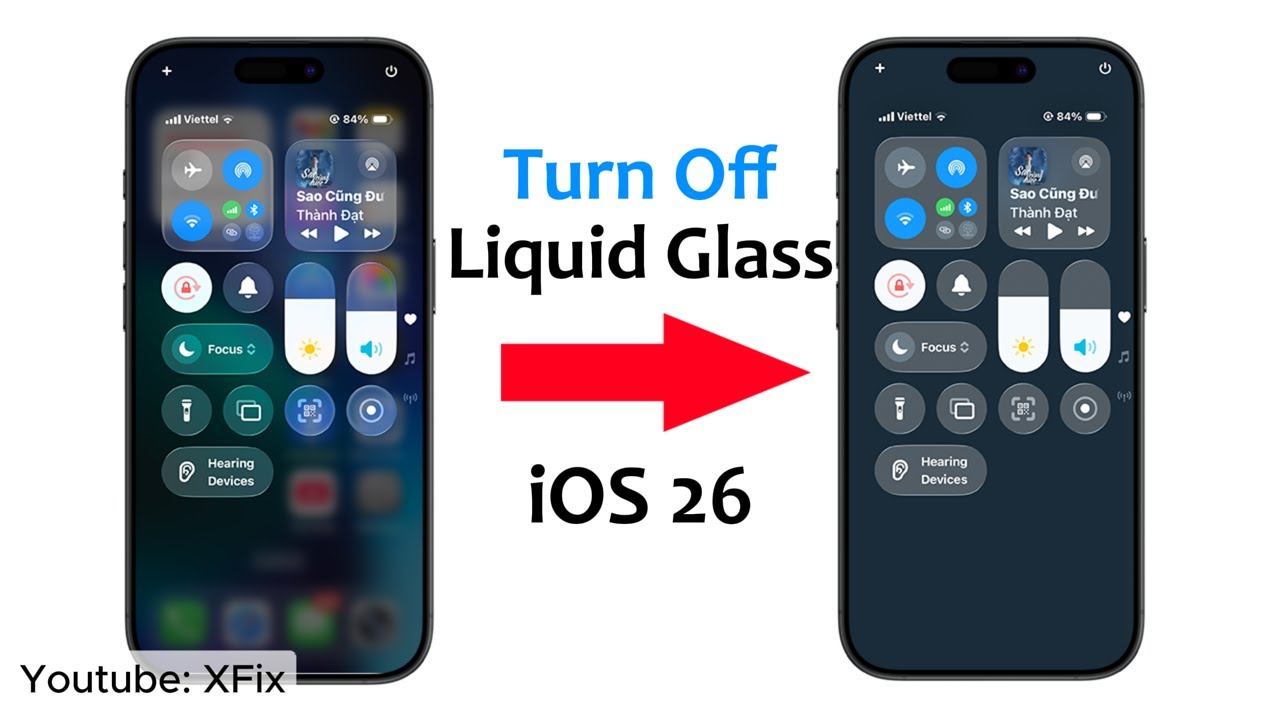 Cara nonaktifkan Liquid Glass iOS 26 (Source: YouTube Channel XFix Cara nonaktifkan Liquid Glass iOS 26 (Source: YouTube Channel XFix