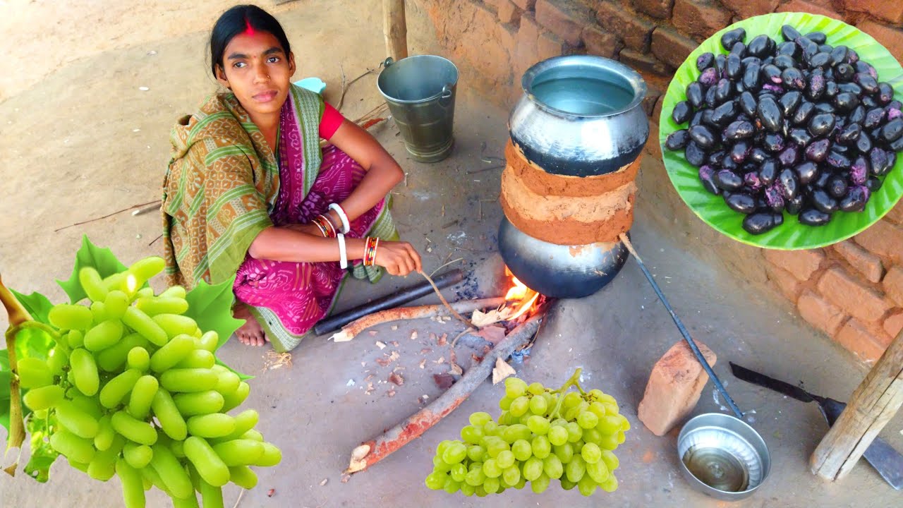 Jamun with grapes wine making and drinking | santali women |rural village cooking |wine making