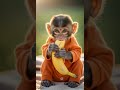 Adorable Baby Monkey Eating Banana 🐒 | Cutest Snack Time Fun #babymonkey #cutepets #wildlife