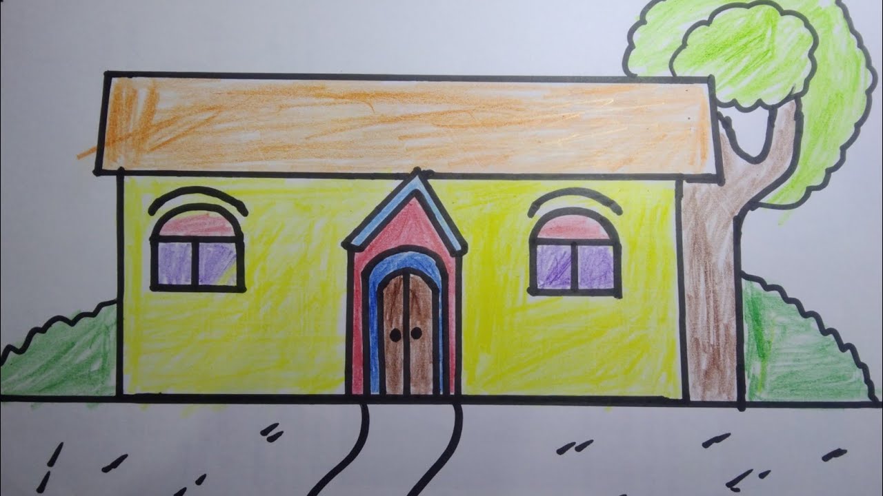 House Drawing. Simple House Drawing. #drawing #rong_tuli_art - YouTube