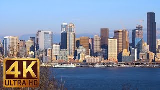2 Hours Seattle Cityscape Urban Relaxation in 4K with City Sounds | Belvedere Viewpoint Park
