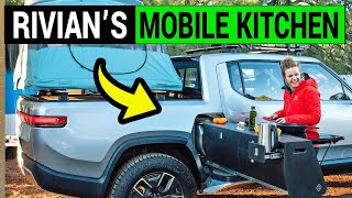 Rivian’s Electric R1T Truck comes with its own built-in kitchen on the Side for Camping