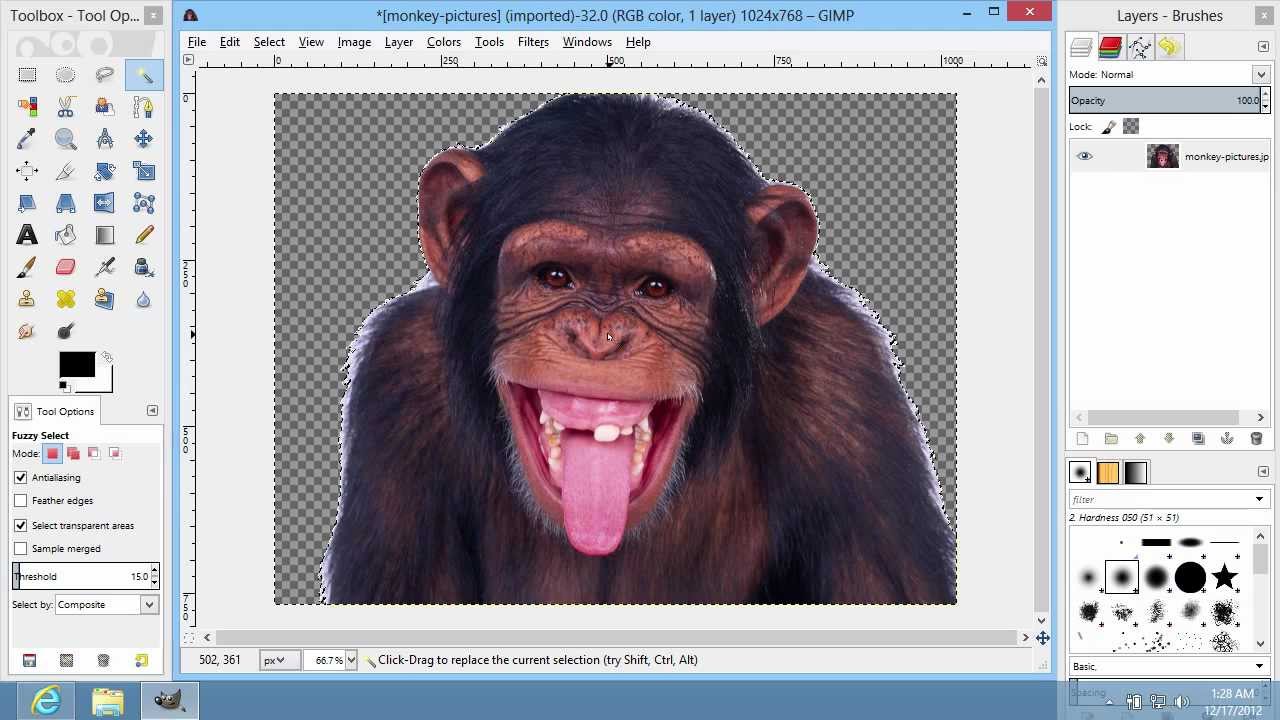 How to Erase to Transparency in GIMP - YouTube