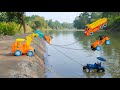 😱Ashok Leyland Mahindra Thar @ccident in River HMT Tractor Jump River Pulling Out JCB 3DX ? CSM TOYS