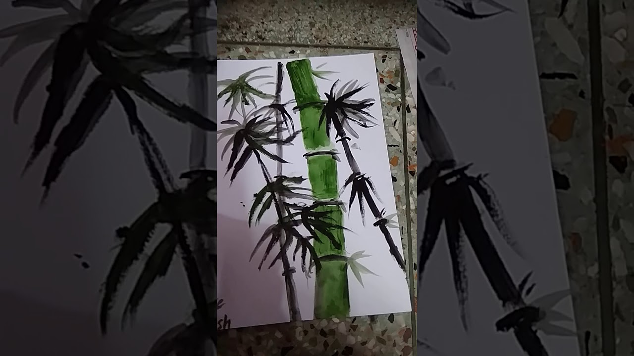 Acrylic painting of bamboo tree by Avi YouTube