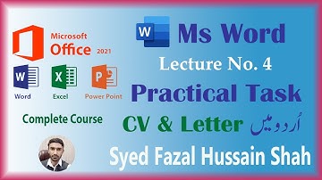 04 Ms Word in Urdu Practical Task CV and Letter by Syed Fazal Hussain Shah