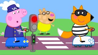 Peppa Pig Drives a TOY Police Car! 🚓 Catch the Robber & Send to Jail! | Tales Full Episodes| Cartoon