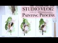 STUDIO VLOG: Painting Process | Abstract Green &amp; Pink Series