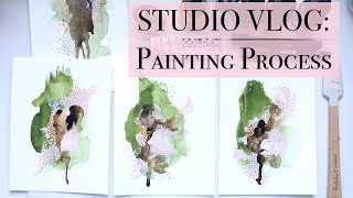 STUDIO VLOG: Painting Process | Abstract Green &amp; Pink Series