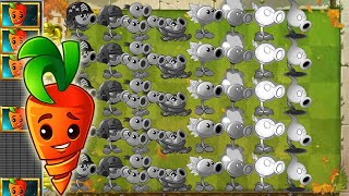 PvZ 2 Survival Challenge - Intensive Carrot & All Pea Plants Vs All Zombies