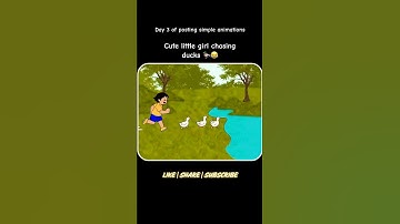 Little girl chasing ducks 🦆 | Digital art & animation | Procreate   #shorts