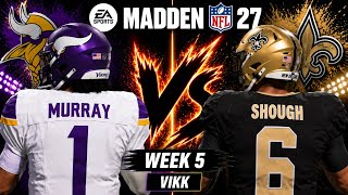 Details Vikings vs Saints Week 5 Simulation | Madden 27 Draft Rosters News