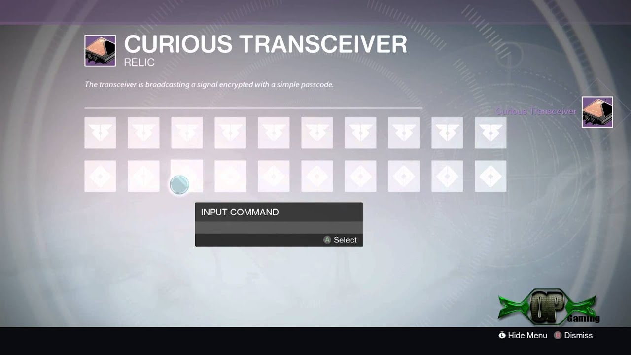 Destiny Curious Transceiver All 4 Codes