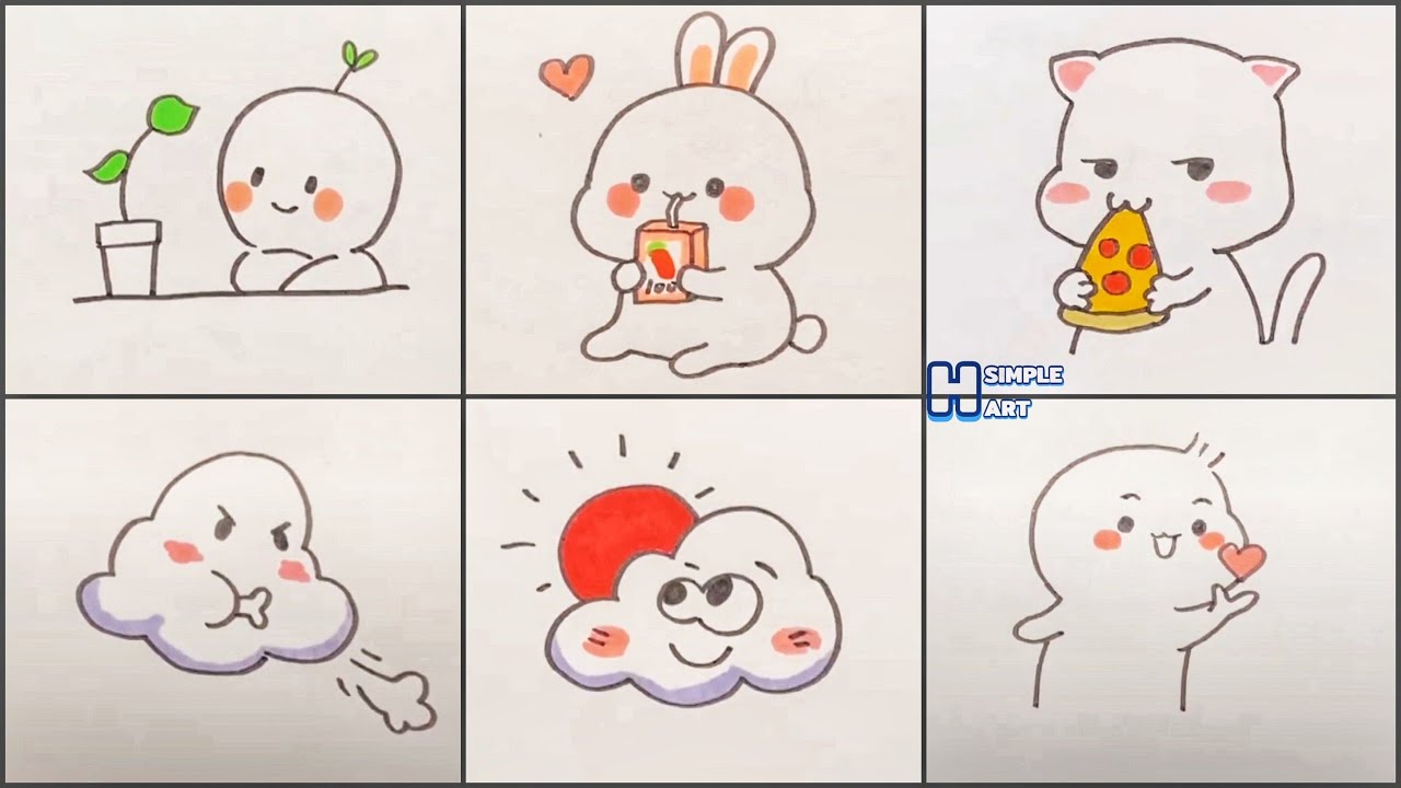 Vẽ hình cute đáng yêu, Vẽ tranh thư giãn mỗi ngày | Draw so cute #91