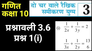 दो चरों वाले रैखिक समीकरण | कक्षा 10 गणित प्रश्नावली 3.6 प्रश्न 1 (i) | Class 10 Maths Chapter 3