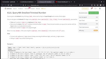 6121. Query Kth Smallest Trimmed Number