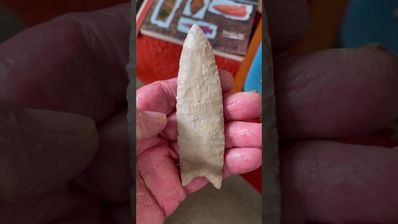 Frame of Paleo Clovis Points, a Folsom Point and a Folsom Ultra Thin