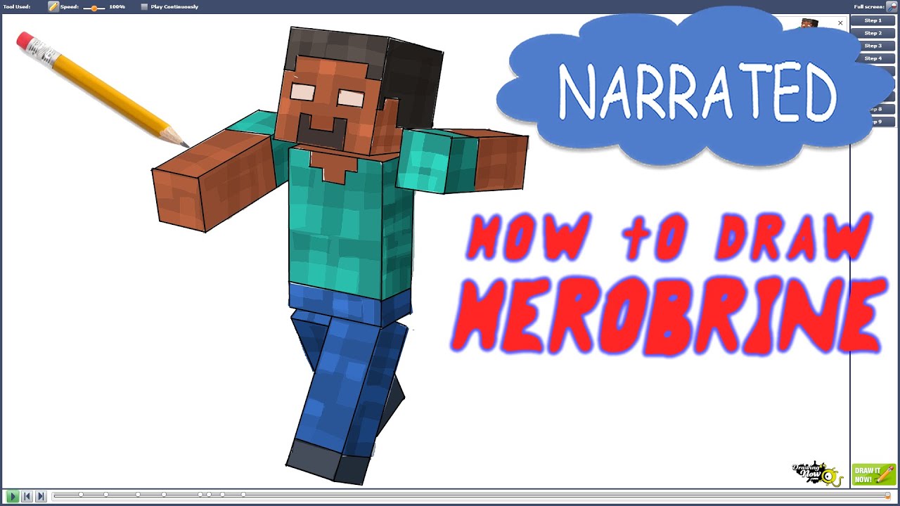 How to Draw Herobrine from Minecraft (NARRATED) - YouTube