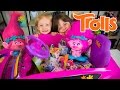 HUGE Trolls Movie Surprise Car Toy Surprise Eggs Girl Toys Slime Baff Dreamworks Kinder Playtime