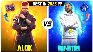 ALOK VS DIMITRI WHICH IS BEST CHARACTER IN 2023 || FREE FIRE BEST ACTIVE CHARACTER AFTER UPDATE