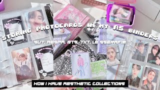 storing photocards in my A5 binders💗📓svt, bts, aespa, txt, le sserafim|cute/aesthetic collections!