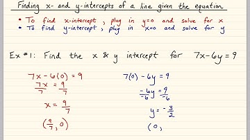 Finding x- and y-intercepts of a line given the equation