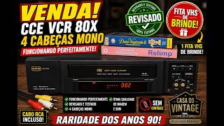 VENDA DO VÍDEO CASSETE CCE VCR 80X FUNCIONANDO + FITAS DE BRINDE UMA LIMPADORA E UMA VHS