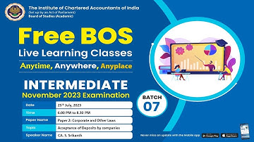 Intermediate Paper 2: COL | Topic: Acceptance of Deposits by companies | Session 2 | 25 July, 2023