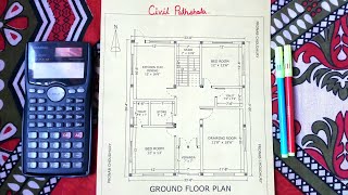 1300 Sq ft House Plan || Indian House Plan || Ground floor plan || Autocad drawing