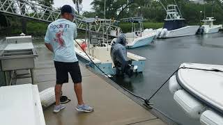 One handed dock line handling.