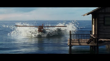 Seaplane landing on the sea surface || Flip simulation created with Houdini