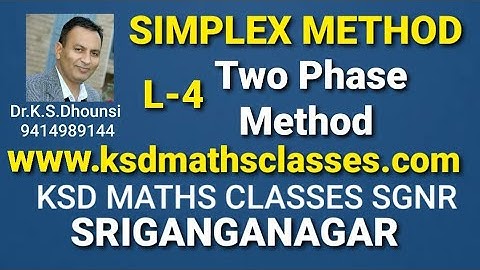 ll Two Phase Simplex Method For LPP ll Operations Research ll Optimization Techniques ll L-4 ll