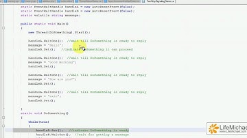C# Two Way Threads Signaling Demonstration