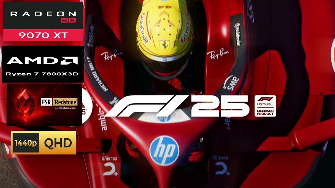 F1 25 - RX 9070 XT - Ryzen 7 7800X3D - 1440P Path Tracing - FSR4 ...