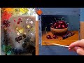 How to quickly paint cherries with oil paint with thick strokes demonstration by Aleksey Vaynshteyn