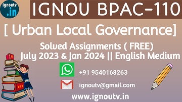 IGNOU BPAC-110 Solved Assignment July 2023 & Jan 2024 [FREE] || IGNOU BAPAH || IGNOU TV || IGNOU ||