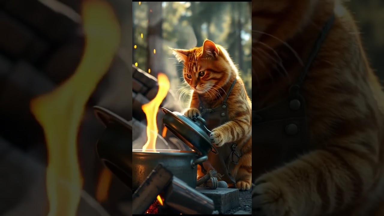 Epic Cat Chef Adventure | Cinematic Forest Hunt to Feast Journey #orangecat #orangetabby #catlovers