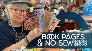 Layered Gel Prints for Book Pages & Golden No Sew Binding