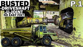 DON'T BE CHEAP or Articulated Dump Truck Driveshaft & Broken UJoint Removal Made Easy! PART 1