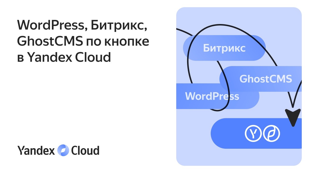 WordPress, Битрикс, Ghost CMS по кнопке в Yandex Cloud