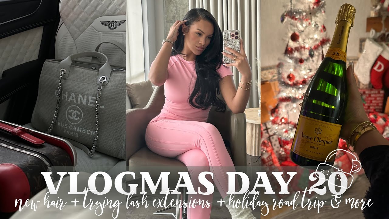 VLOGMAS DAY 20! NEW HAIR + TRYING LASH EXTENSIONS + HOLIDAY ROAD TRIP & MORE! ALLYIAHSFACE VLOGMAS