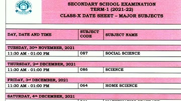 CBSE Term 1 Date Sheet 2021-22 Class 10, 12 (OUT) Live ...