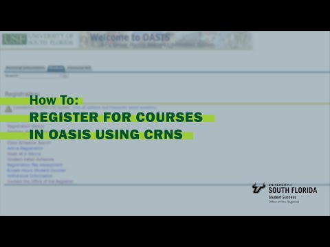 USF Tutorial: How to Register for Courses with CRNs